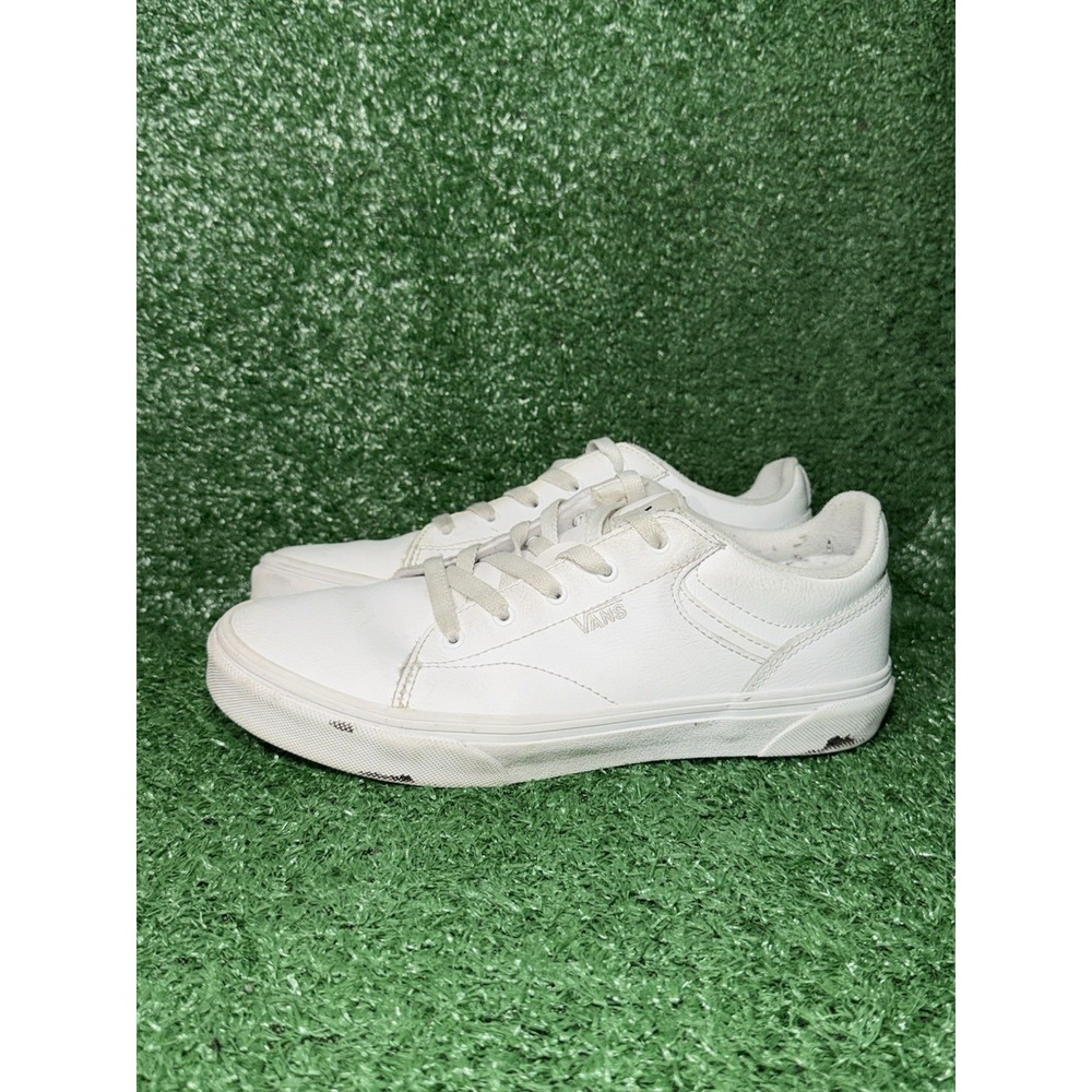 VANS Women Size 7.5 Old Skool White‎ Leather Daily Casual Shoes Skate Sneakers - Picture 4 of 10